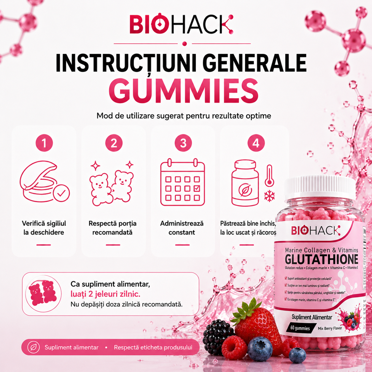 Glutathione Gummies - Marine Collagen & Vitamins - imagine 3
